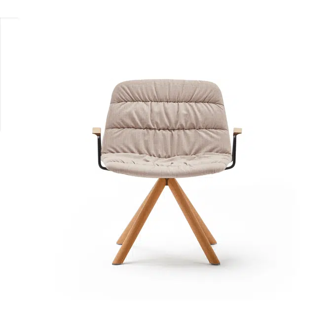 Maarten Lounge Chair- Wooden swivel base and soft upholstered seat with armrest