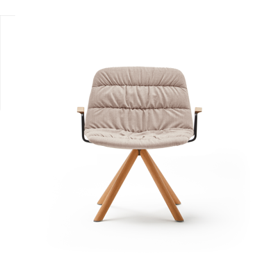Image for Maarten Lounge Chair- Wooden swivel base and soft upholstered seat with armrest