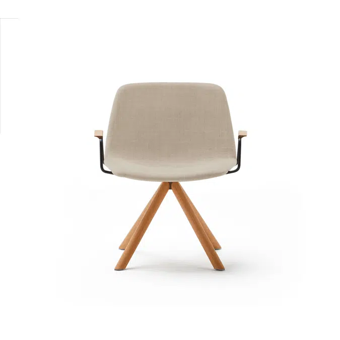 Maarten Lounge Chair- Wooden swivel base and smooth upholstered seat with armrest