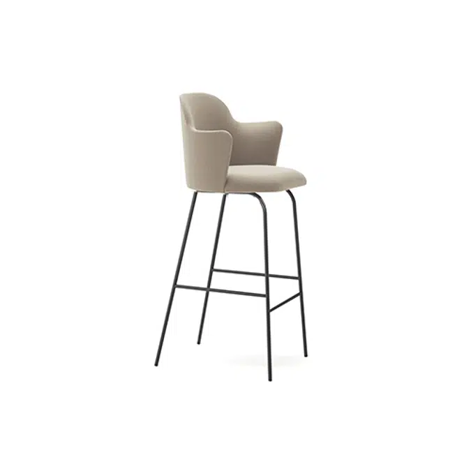 Aleta Bar Stool - Fixed Base High Backrest with Armrest