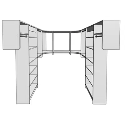 รูปภาพสำหรับ MasterSuite Closet Custom Series Walk-In The Deluxe 8x8 Walk-In Shelf Tower Featuring Radius  Corners with Shelving and Hanging Options