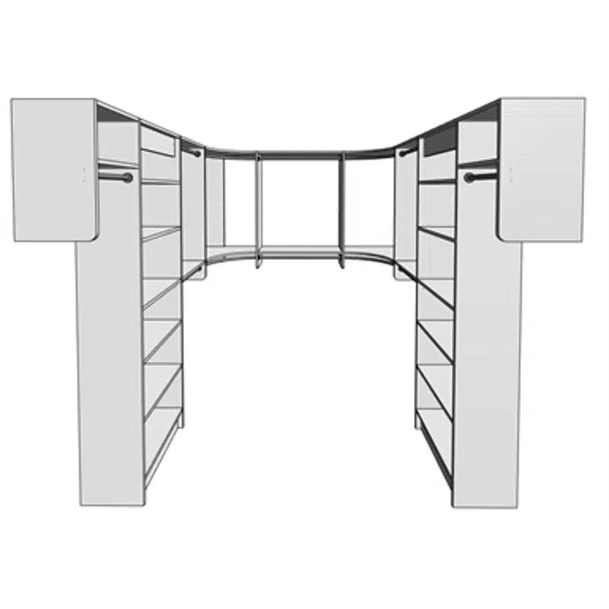 MasterSuite Closet Custom Series Walk-In The Deluxe 8x8 Walk-In Shelf Tower Featuring Radius  Corners with Shelving and Hanging Options