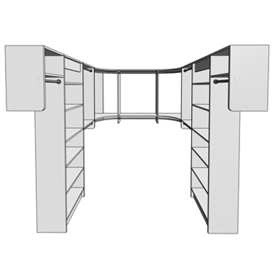 imagem para MasterSuite Closet Custom Series Walk-In The Deluxe 8x8 Walk-In Shelf Tower Featuring Radius  Corners with Shelving and Hanging Options
