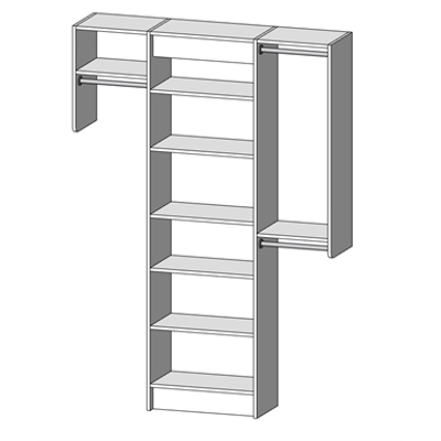 imagem para MasterSuite Closet Custom Series Reach-in Shelf Tower Designs 5' - 6' - 7' & 8 Foot Sections
