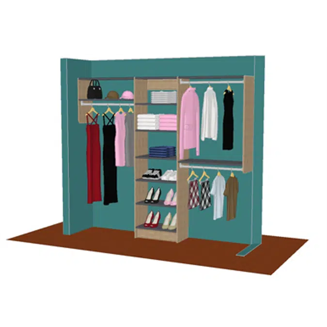 MasterSuite Closet Custom Series Reach-in Shelf Tower Designs 5' - 6' - 7' & 8 Foot Sections