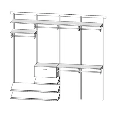 ShelfTrack EVO Adjustable Wood  96 inch Solid Wood Melamine Shelving Sample Layout图像