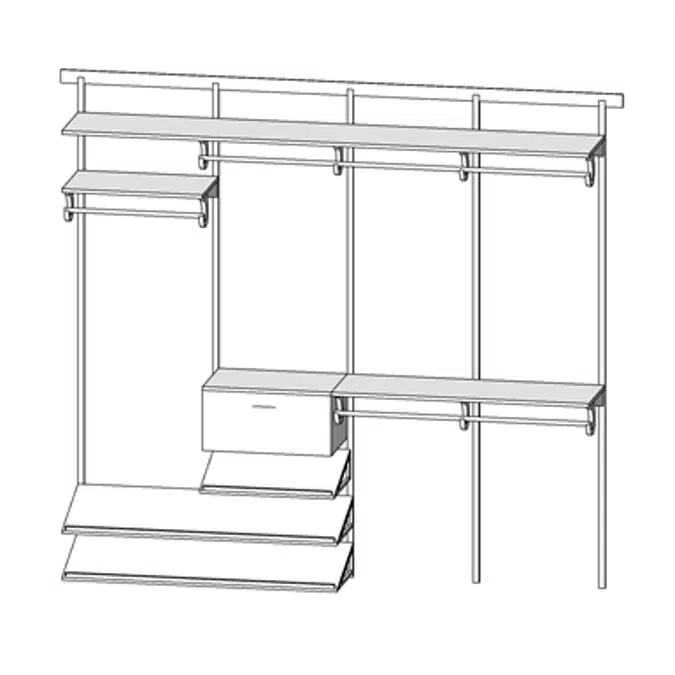 ShelfTrack EVO Adjustable Wood  96 inch Solid Wood Melamine Shelving Sample Layout