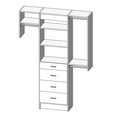 kép a termékről - MasterSuite Closet Custom Series Reach-in Drawer Towers Designs  5' - 6' - 7' & 8 Foot Sections