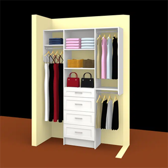 MasterSuite Closet Custom Series Reach-in Drawer Towers Designs  5' - 6' - 7' & 8 Foot Sections