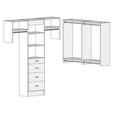 bild för MasterSuite Closet Custom Series Walk-In Standard 6x8 - Drawer Tower