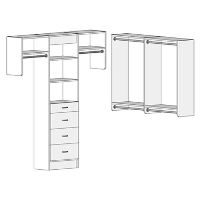 MasterSuite Closet Custom Series Walk-In Standard 6x8 - Drawer Tower