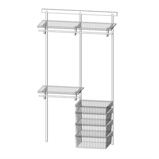 Adjustable Ventilated Wire Closet & Storage Systems, SHELFTRACK 48" Wardrobe