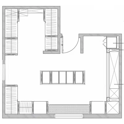 Зображення для ShelfTrack EVO Walk-in Closet Custom Adjustable Solid Wood Melamine Shelving Sample Layout