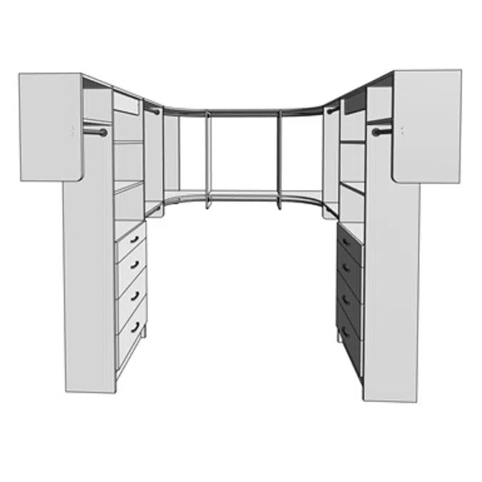 MasterSuite Closet Custom Series Walk-In The Deluxe 8x8 Drawer Tower Featuring Radius Corners with Shelving and Hanging Options