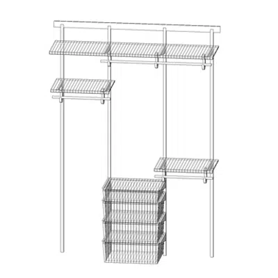 画像 Adjustable Ventilated Wire Closet & Storage Systems, SHELFTRACK 60" Wardrobe