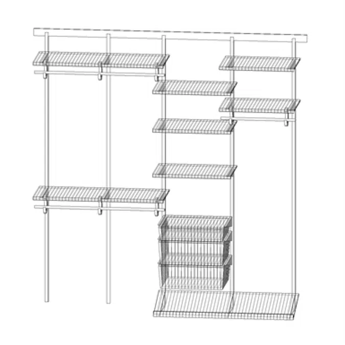 Adjustable Ventilated Wire Closet & Storage Systems, SHELFTRACK 84in Wardrobe