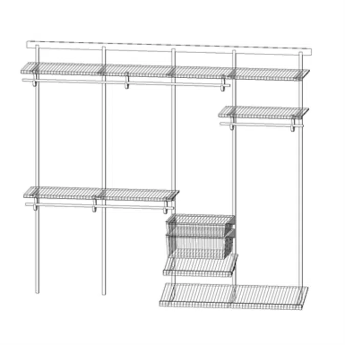 Adjustable Ventilated Wire Closet & Storage Systems, SHELFTRACK 96in Wardrobe
