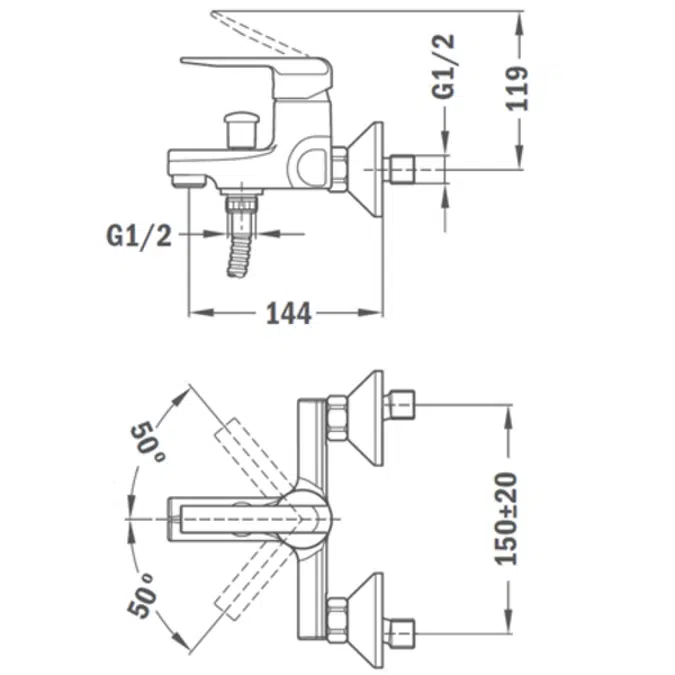 INCA bath-shower mixer