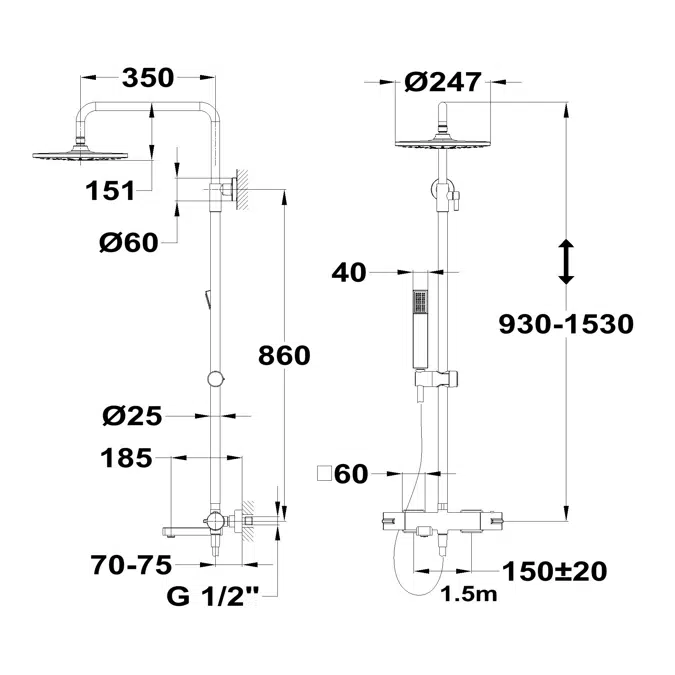 Dessin Thermostatic Bath-Shower System