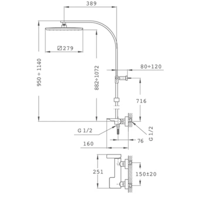 ALAIOR shower mixer (no shower set)