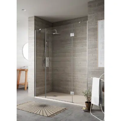 Image for ITACA shower enclosure 1 fixed panel + 1 folder door + 1 fixed panel of 6mm