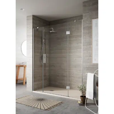 ITACA shower enclosure 1 fixed panel + 1 folder door + 1 fixed panel of 6mm图像
