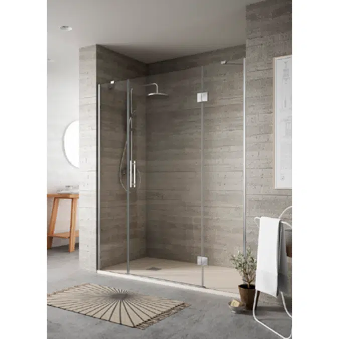 ITACA shower enclosure 1 fixed panel + 1 folder door + 1 fixed panel of 6mm