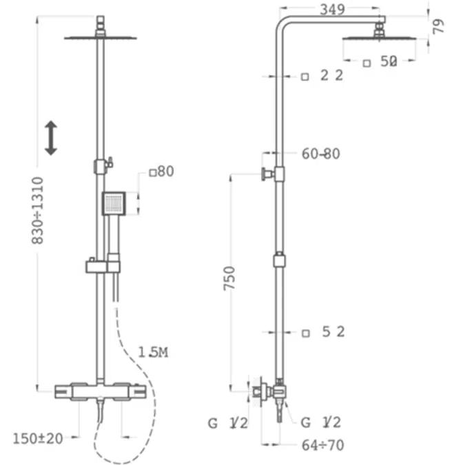 Columna de ducha monomando ITACA