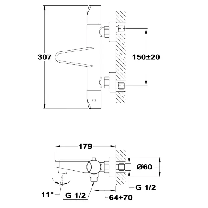 Inca Thermostatic Bath-Shower Mixer