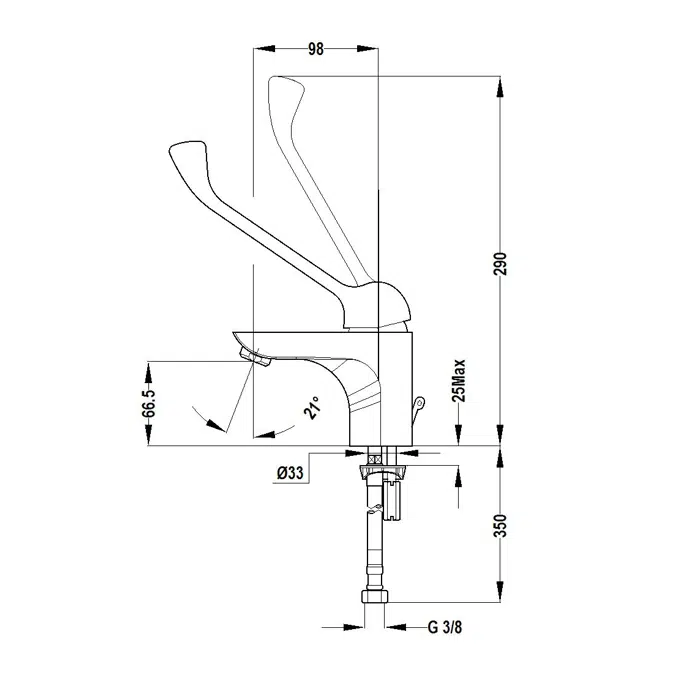 Calvia Gerontological Single Lever Washbasin Mixer