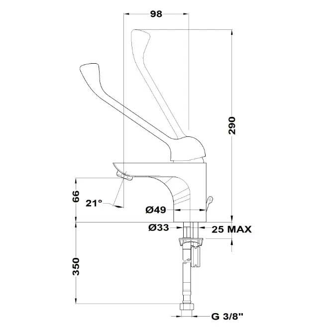 Calvia Gerontological Single Lever Washbasin Mixer