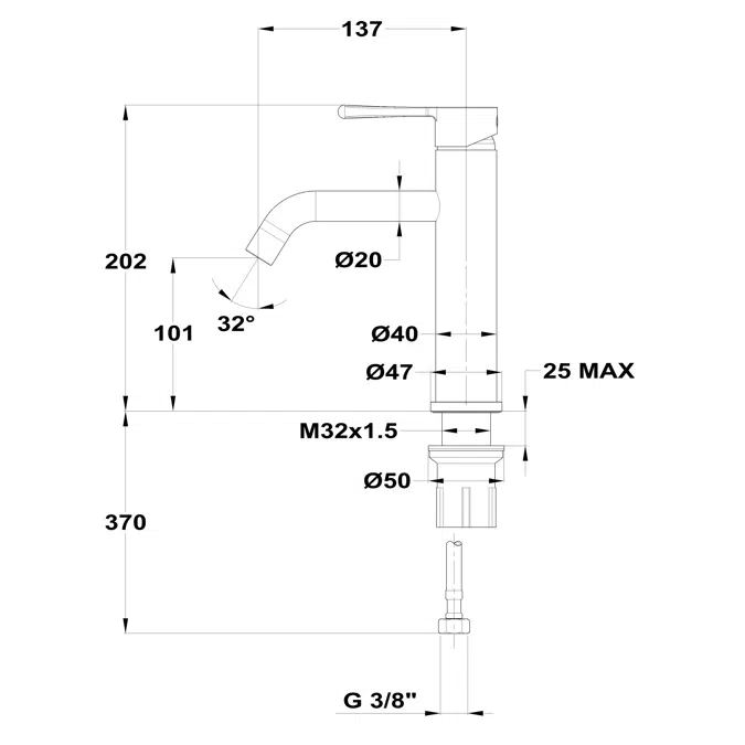 Origehm M Single Lever Washbasin Mixer