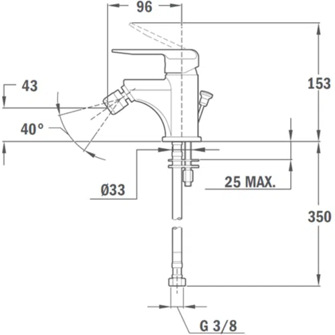 INCA bidet mixer (no pop-up waste)