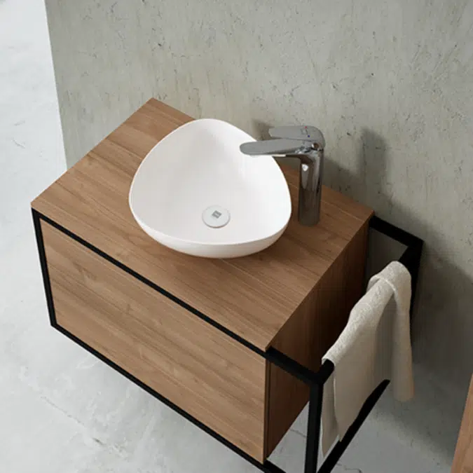 ITACA round countertop basin mineral charge