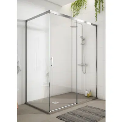 Image for MANACOR shower enclosure 1 lateral panel + 1 sliding door + 1 fixed panel of 6mm