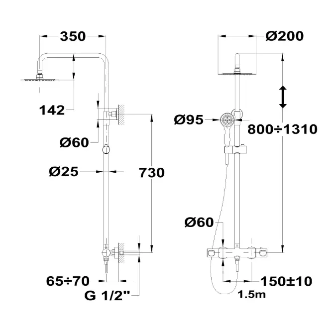 Manacor Thermostatic Shower System