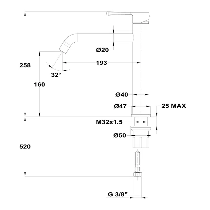 Origehm L Single Lever Washbasin Mixer
