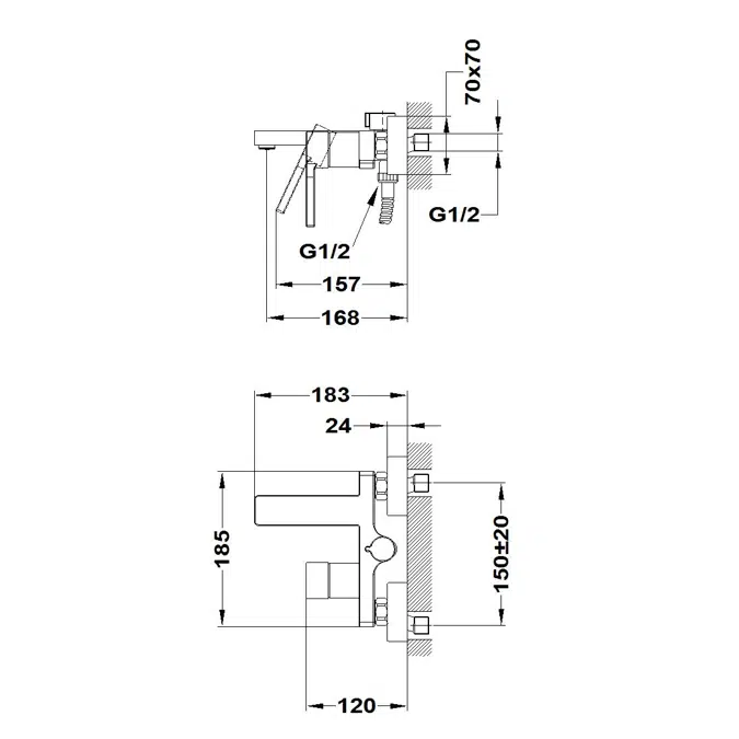 Dessin Bath-Shower Mixer with Shower Set