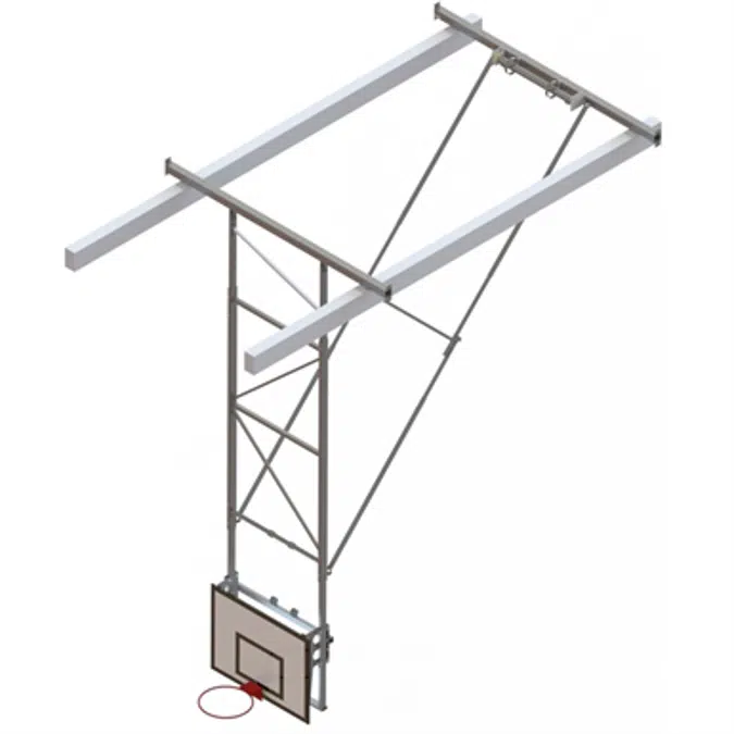 Roof Mounted Matchplay Basketball Goal 7,6-8,1m, Timber backboard 1200x900 mm Backward hoisted