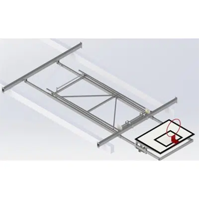 Roof Mounted Matchplay Basketball Goal 8,1-8,5m, Timber backboard 1200x900 mm Forward hoisted 이미지