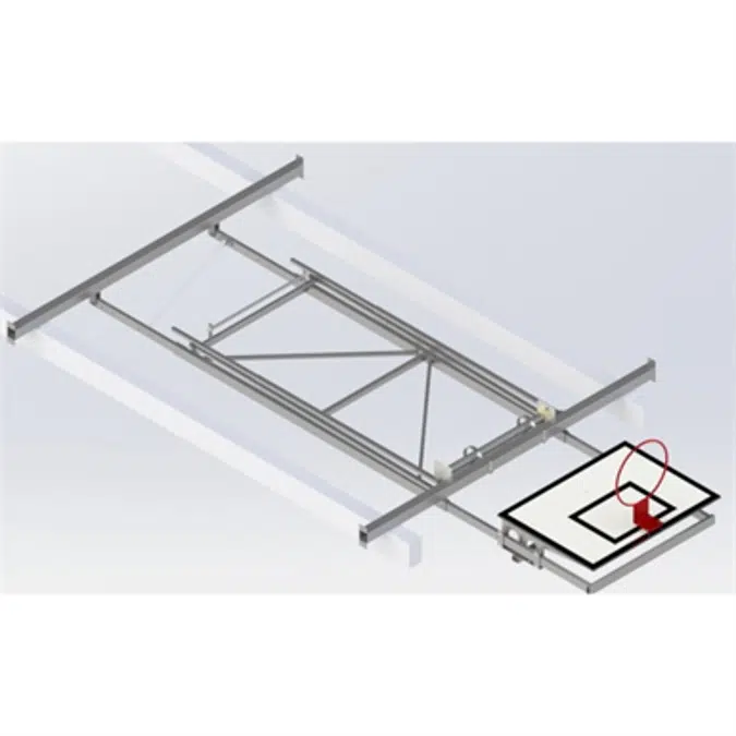 Roof Mounted Matchplay Basketball Goal 8,1-8,5m, Timber backboard 1200x900 mm Forward hoisted