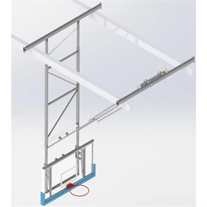 Roof Mounted Matchplay Basketball Goal 7,6-8,1m, Acrylic backboard 1800x1050 mm Forward hoisted
