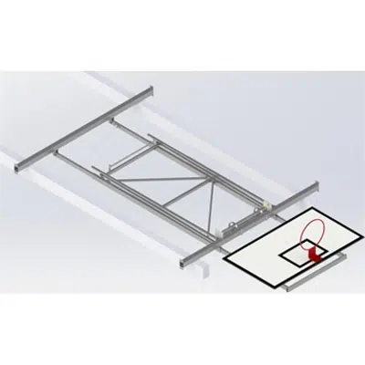 obraz dla Roof Mounted Matchplay Basketball Goal 6,8-7,6m, Timber backboard 1800x1050 mm Forward hoisted