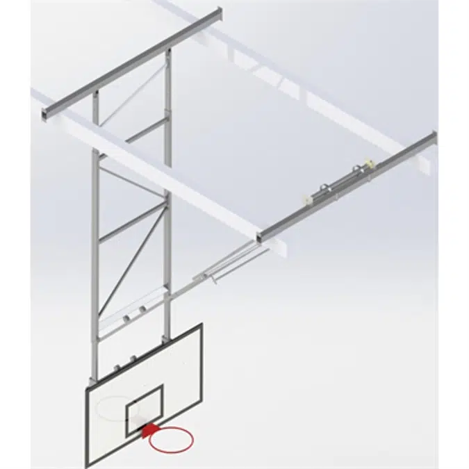 Takhängt basketmål  6,8-7,6 m , Trätavla 1800x1050 mm, Framåtvikt 