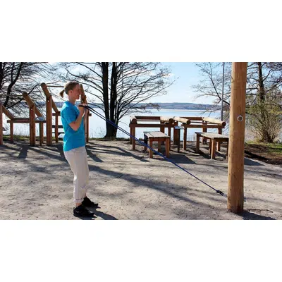 afbeelding voor Wooden Outdoor Gym Pole For Resistance Bands