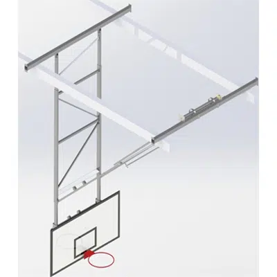 画像 Roof Mounted Matchplay Basketball Goal 7,6-8,1m, Timber backboard 1800x1050 mm Forward hoisted