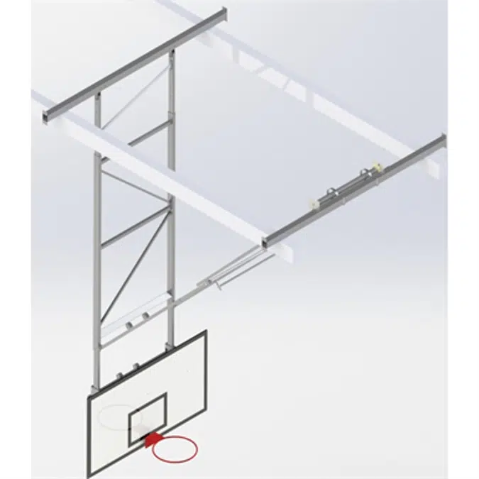 Roof Mounted Matchplay Basketball Goal 7,6-8,1m, Timber backboard 1800x1050 mm Forward hoisted