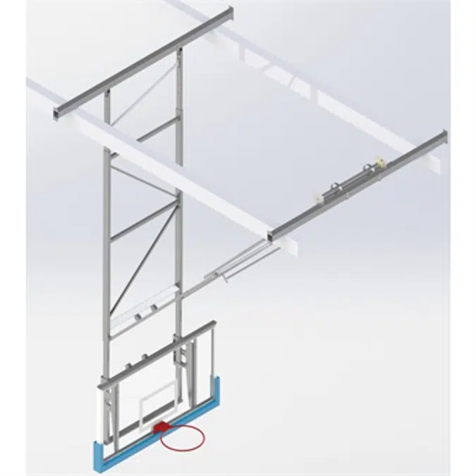 Roof Mounted Matchplay Basketball Goal 6,8-7,6m, Acrylic backboard 1800x1050 mm Forward hoisted