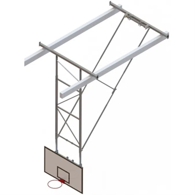 Takhängt basketmål  6,8-7,6 m , Trätavla 1800x1050 mm, Bakåtvikt  