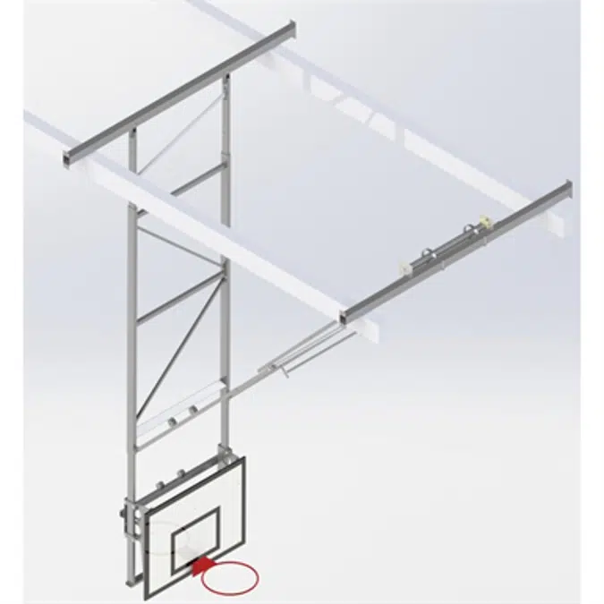 Roof Mounted Matchplay Basketball Goal 6,8-7,6m, Timber backboard 1200x900 mm Forward hoisted